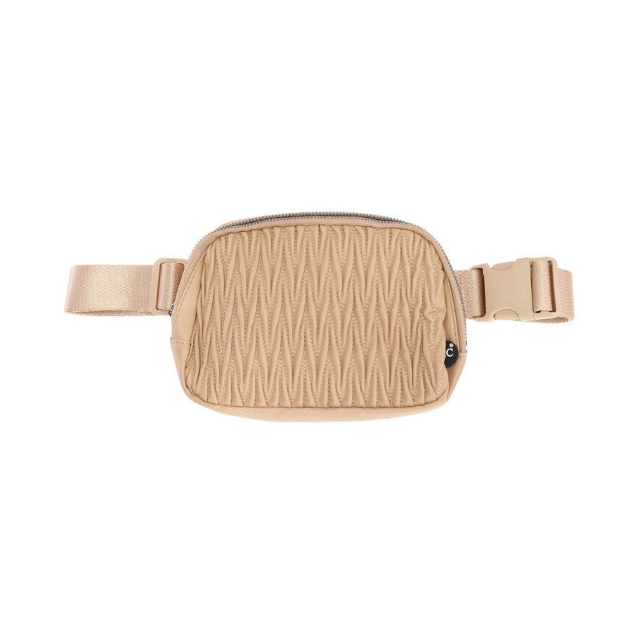 Pleated Faux Leather Belt Bag