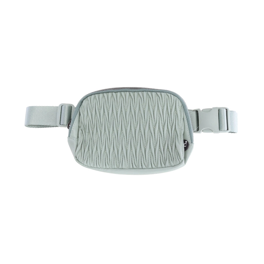 Pleated Faux Leather Belt Bag