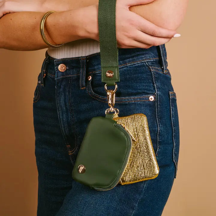 Evergreen & Gold Duo Pouch Wristlet