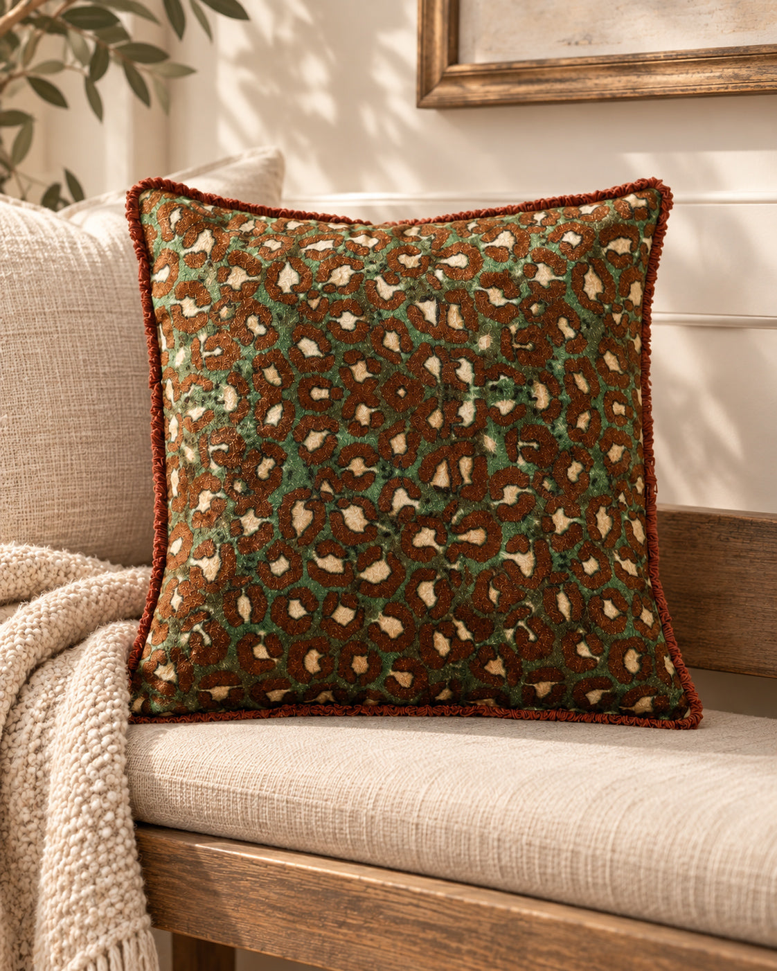 Leopard Eyelash Fringe Pillow