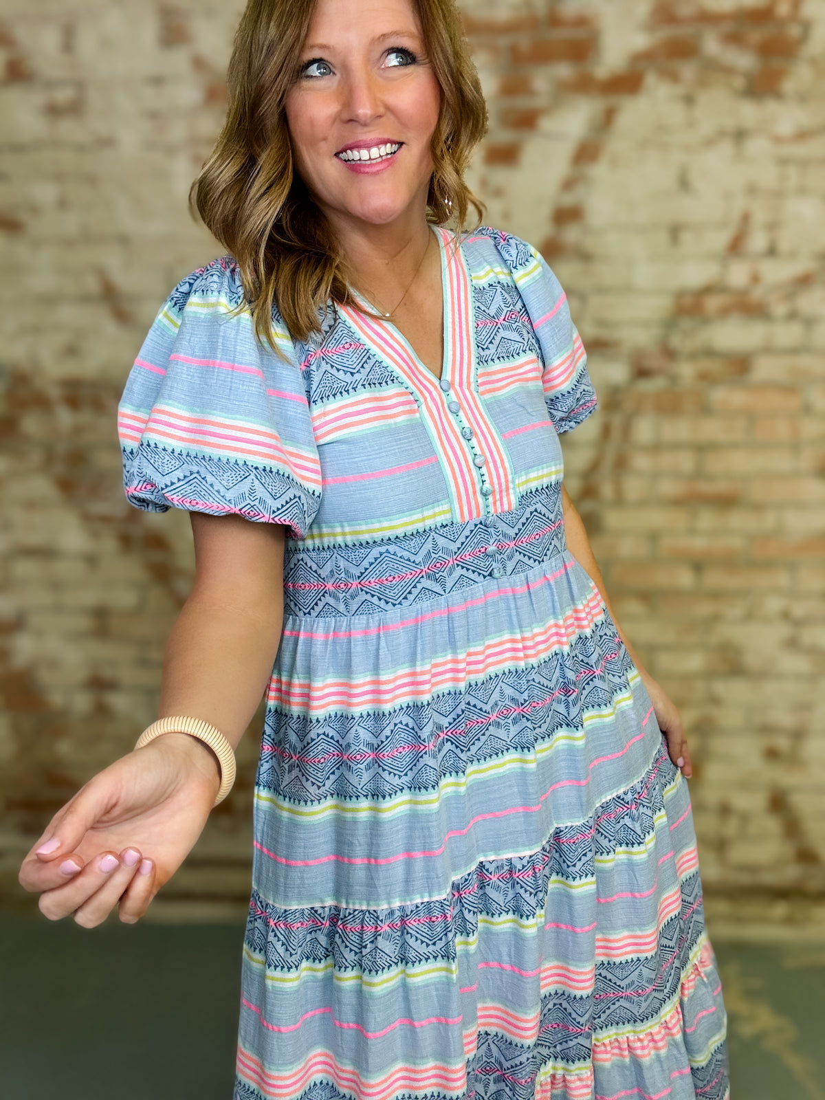 THML Reagan Geo Stripe Dress - FINAL SALE