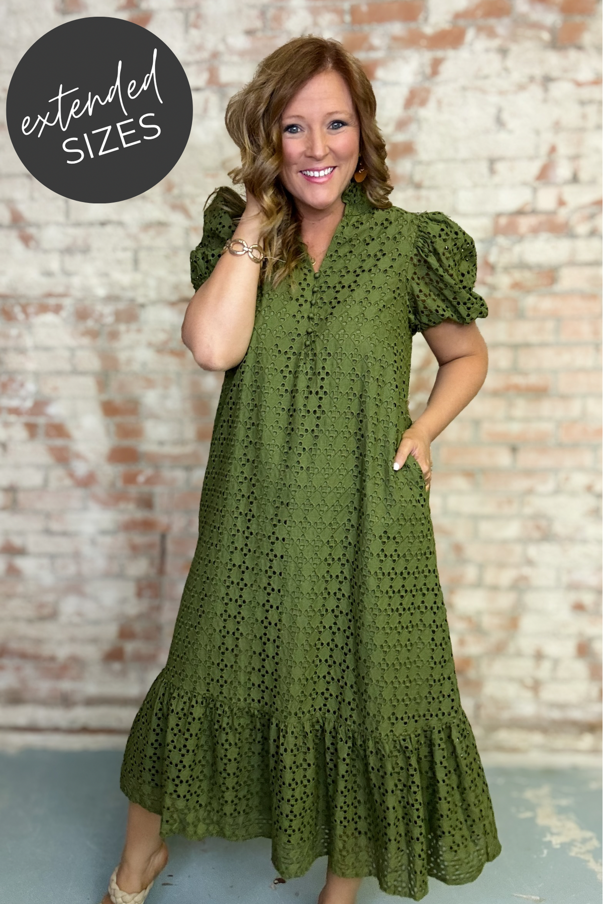 Yolanda Solid Eyelet Dress