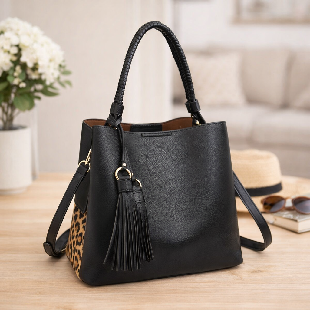 Olivia Animal Print Contrast Hobo