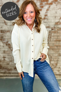 Cora Striped Button-Down Top - FINAL SALE