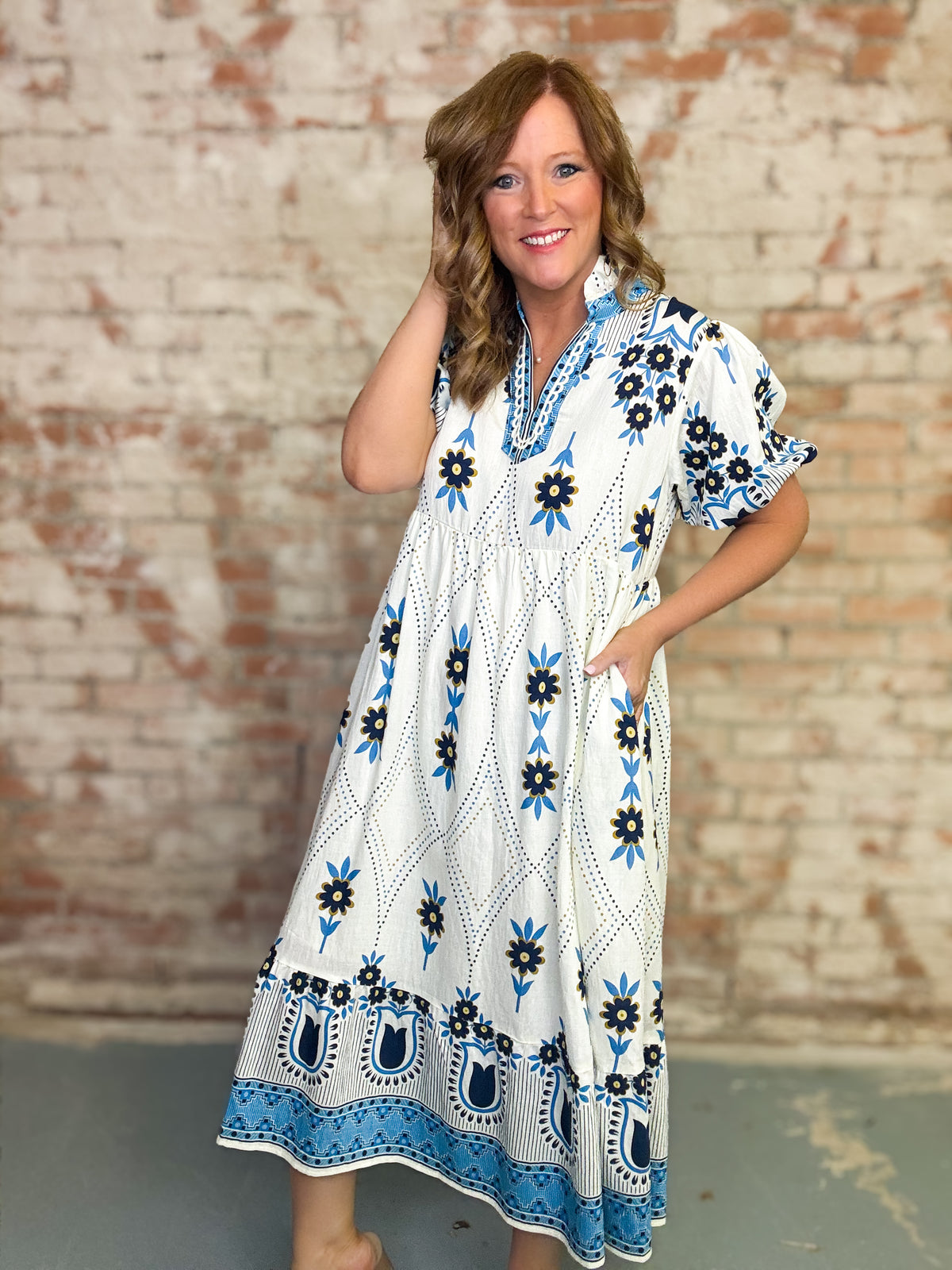 Kimberly Border Print Dress