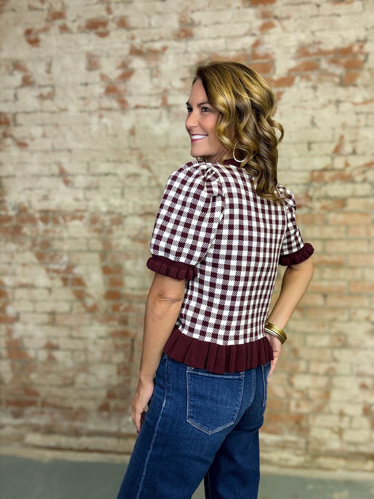 Starlett Checkered Sweater Top