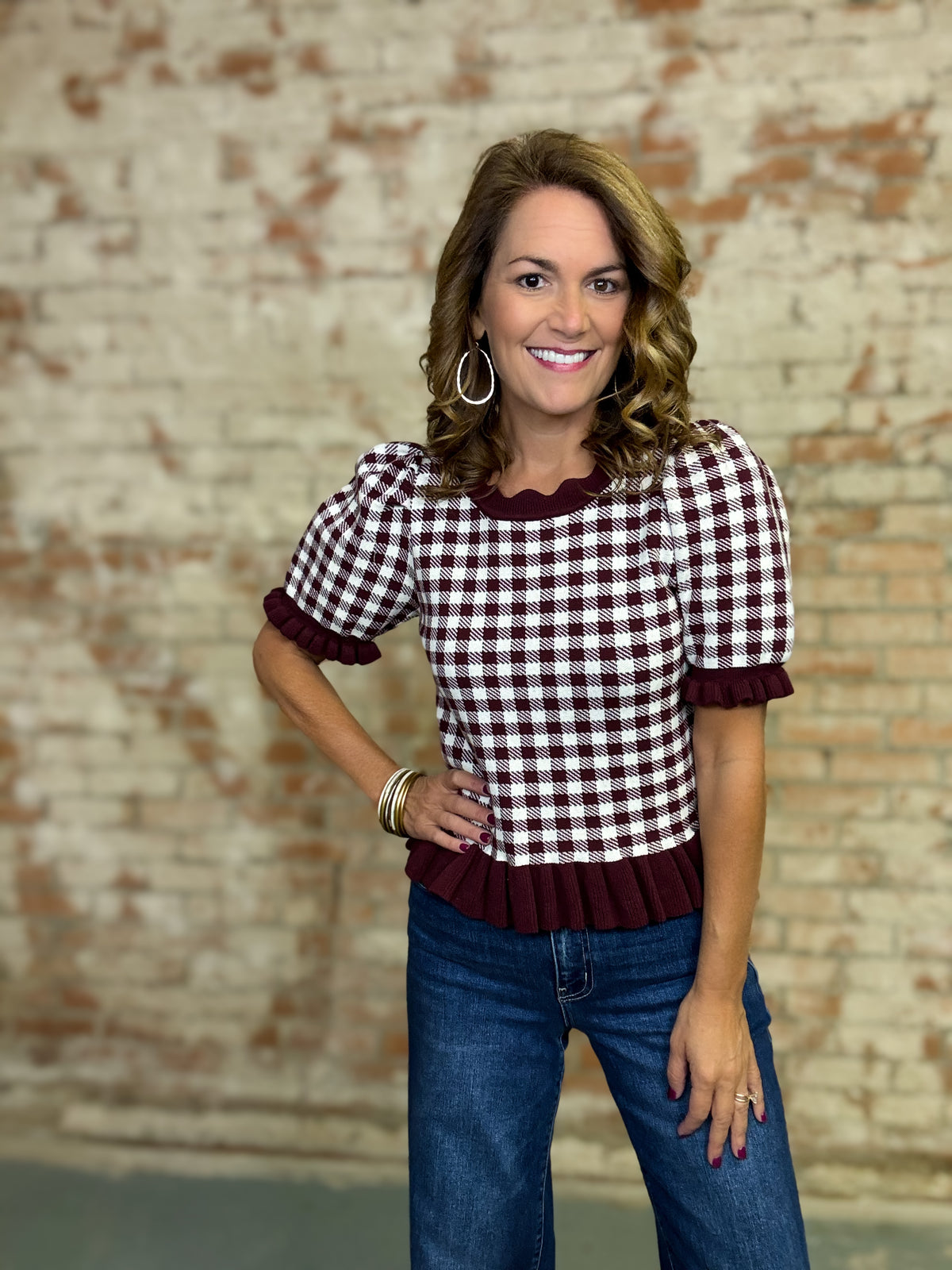 Starlett Checkered Sweater Top