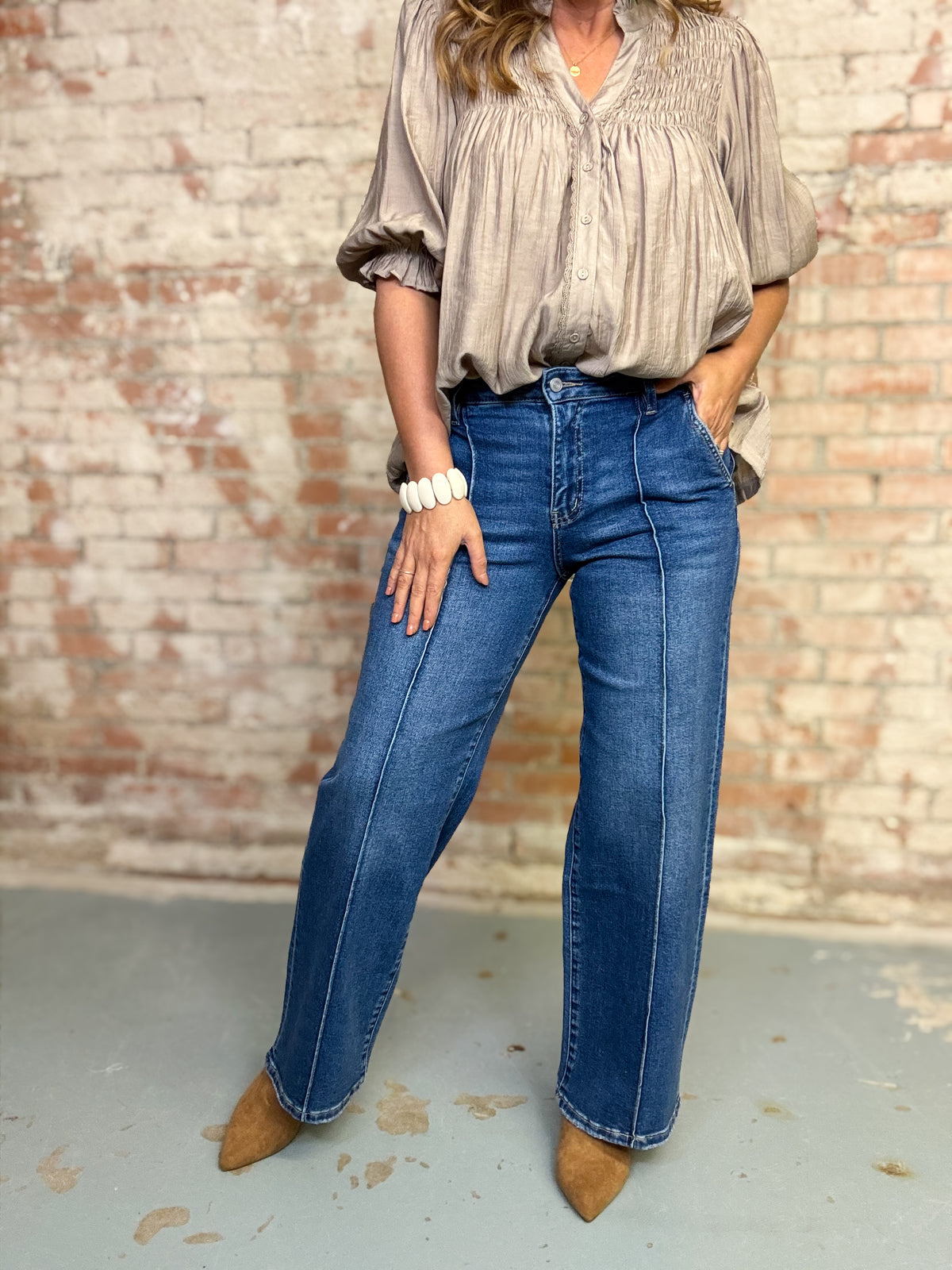 Adam High Rise Pintuck Jeans