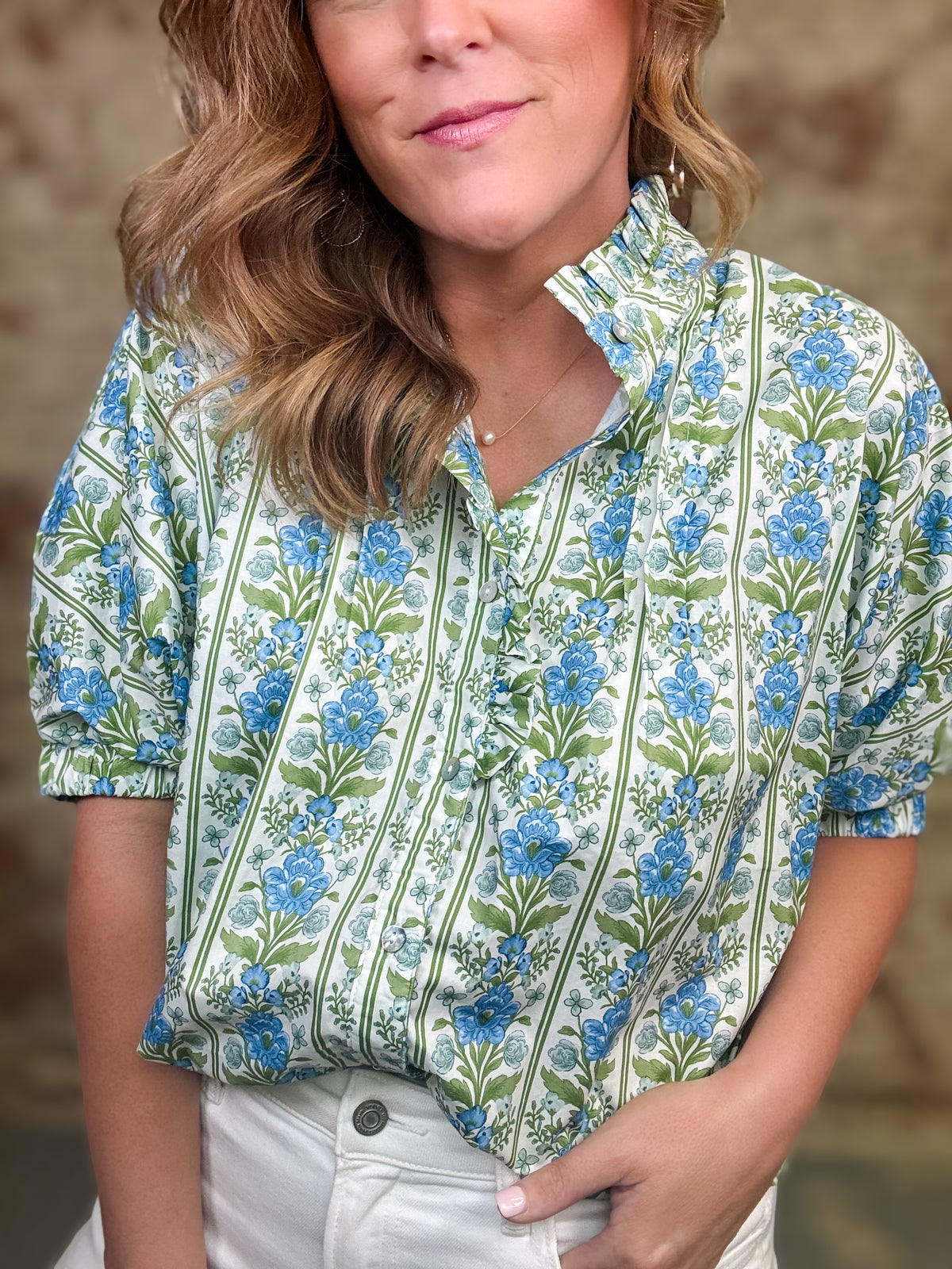 Beth Botanical Print Top