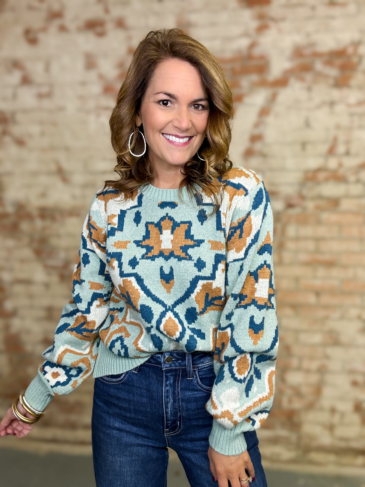 Benny Printed Sweater Top