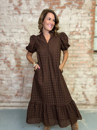 Estella Solid Eyelet Dress
