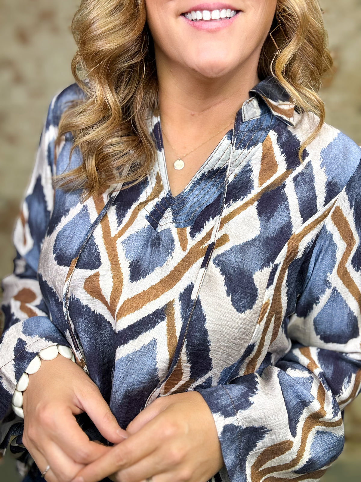 Andrea Abstract Print Top