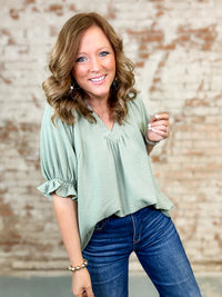 Marnie Collared V-Neck Top - FINAL SALE