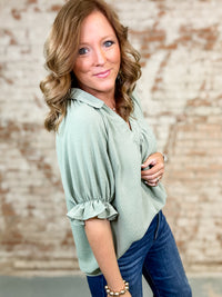 Marnie Collared V-Neck Top - FINAL SALE