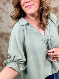Marnie Collared V-Neck Top - FINAL SALE