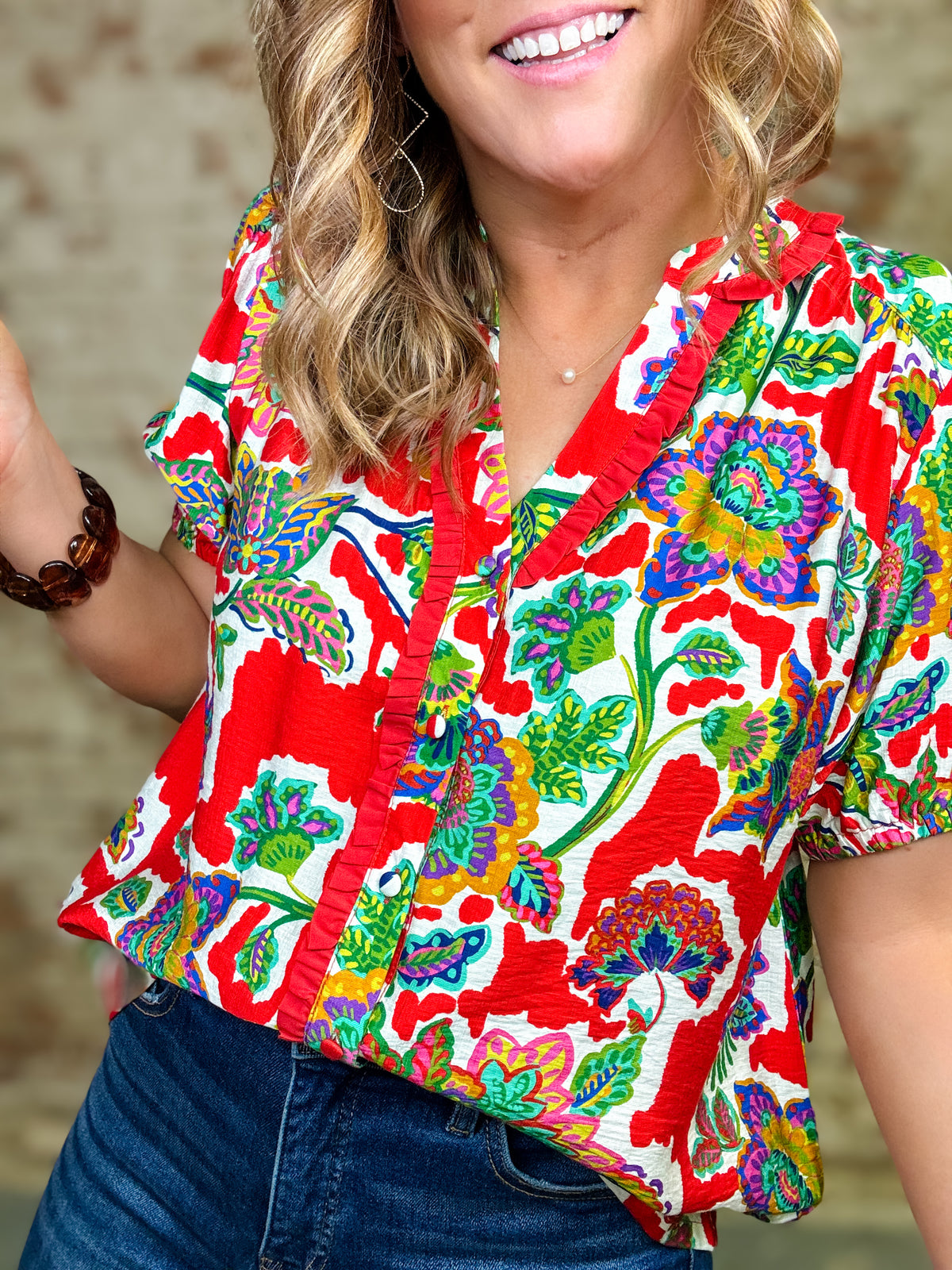 Lacey Pintuck Floral Top