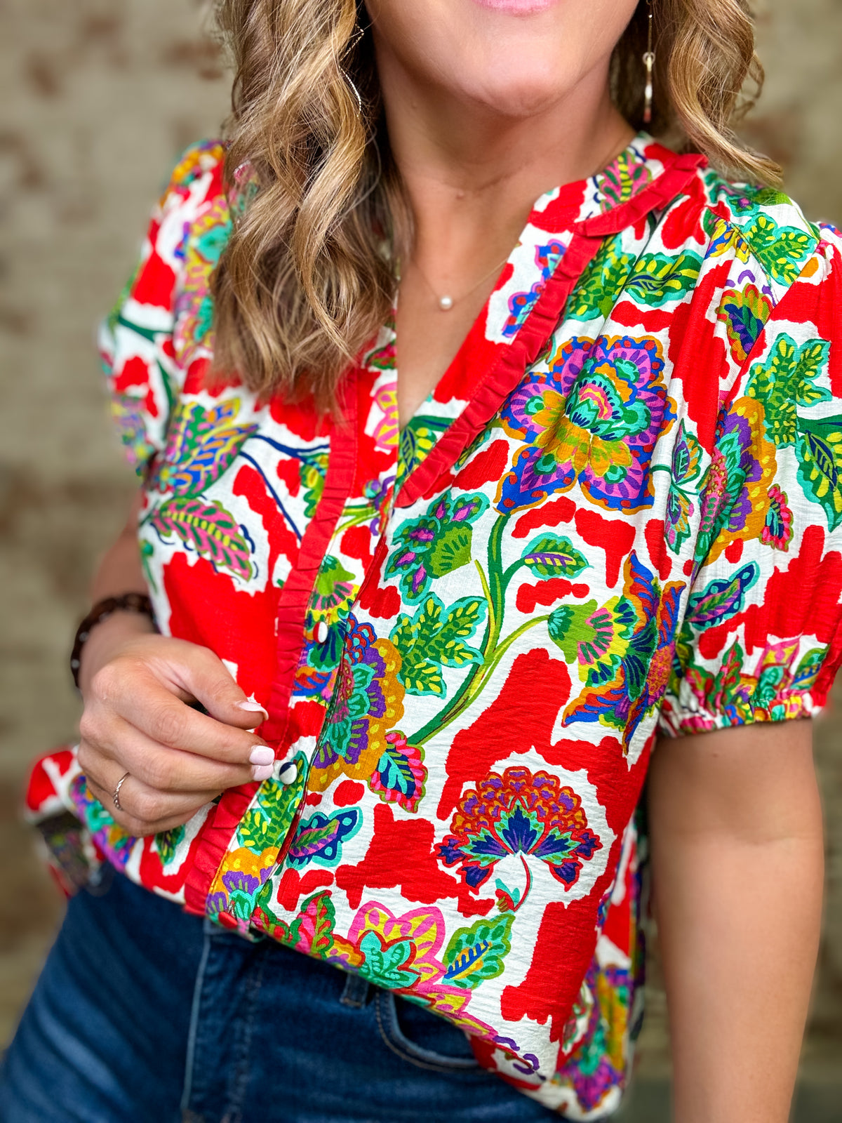 Lacey Pintuck Floral Top