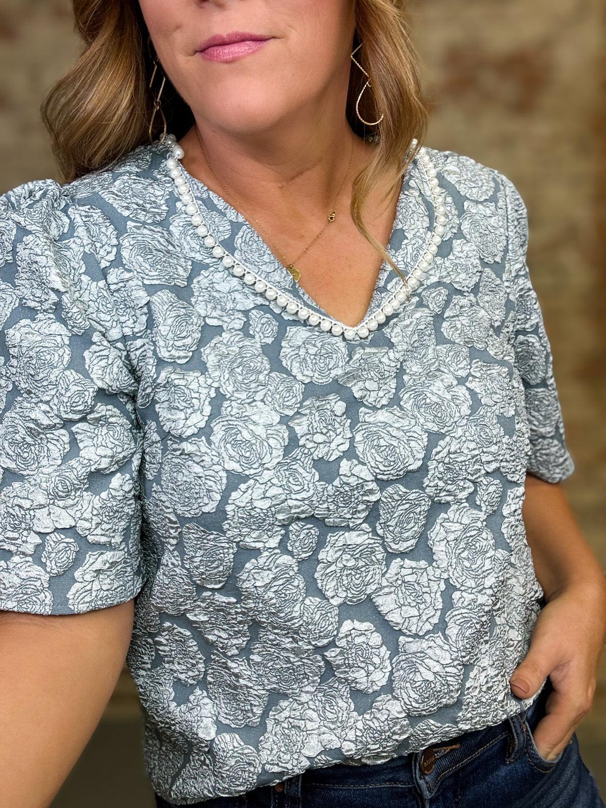 Tenley Textured Floral Top