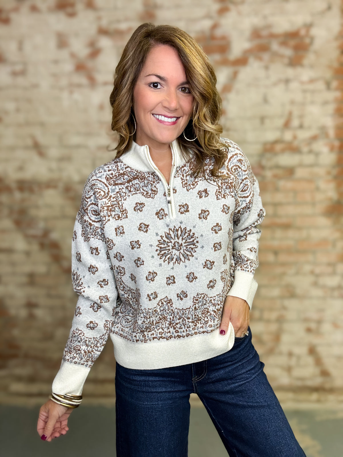 Inez Mock Neck Sweater Top