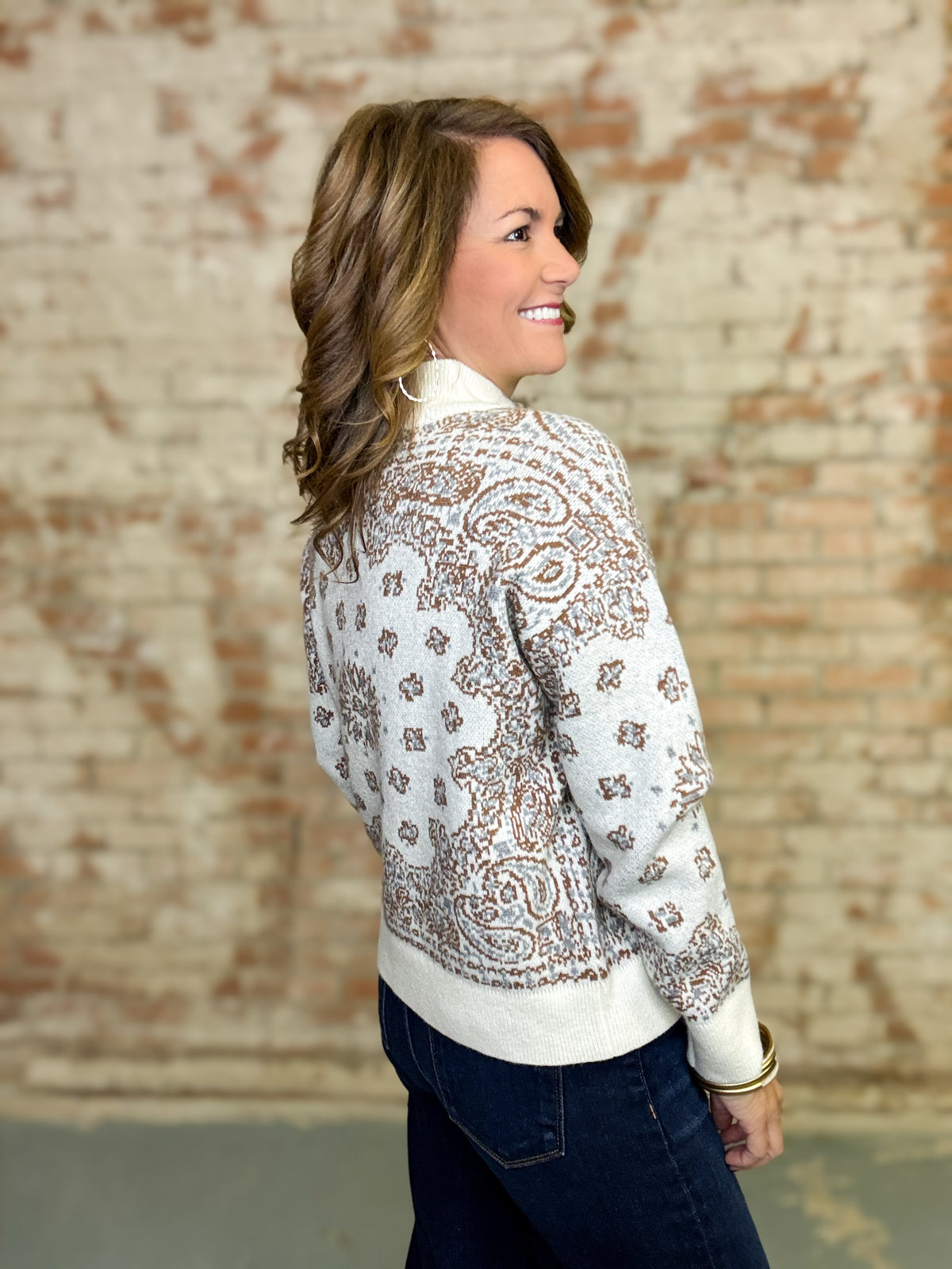 Inez Mock Neck Sweater Top