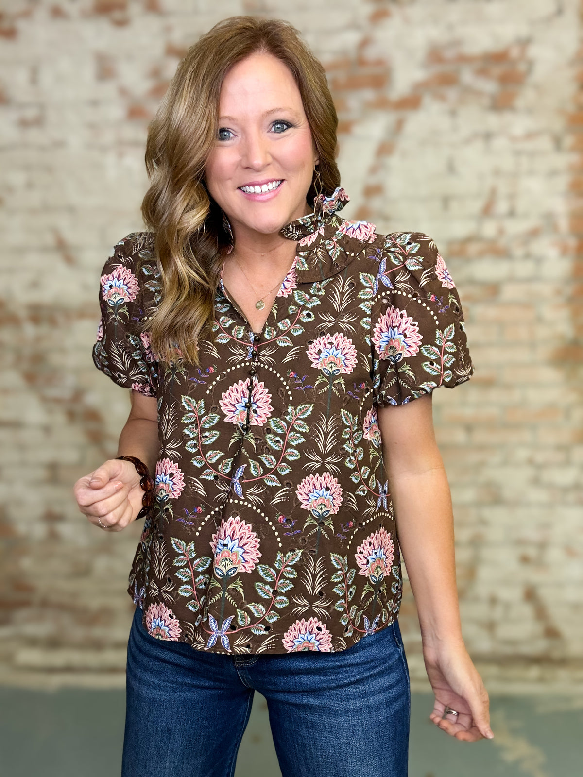 Olympia Floral Eyelet Top