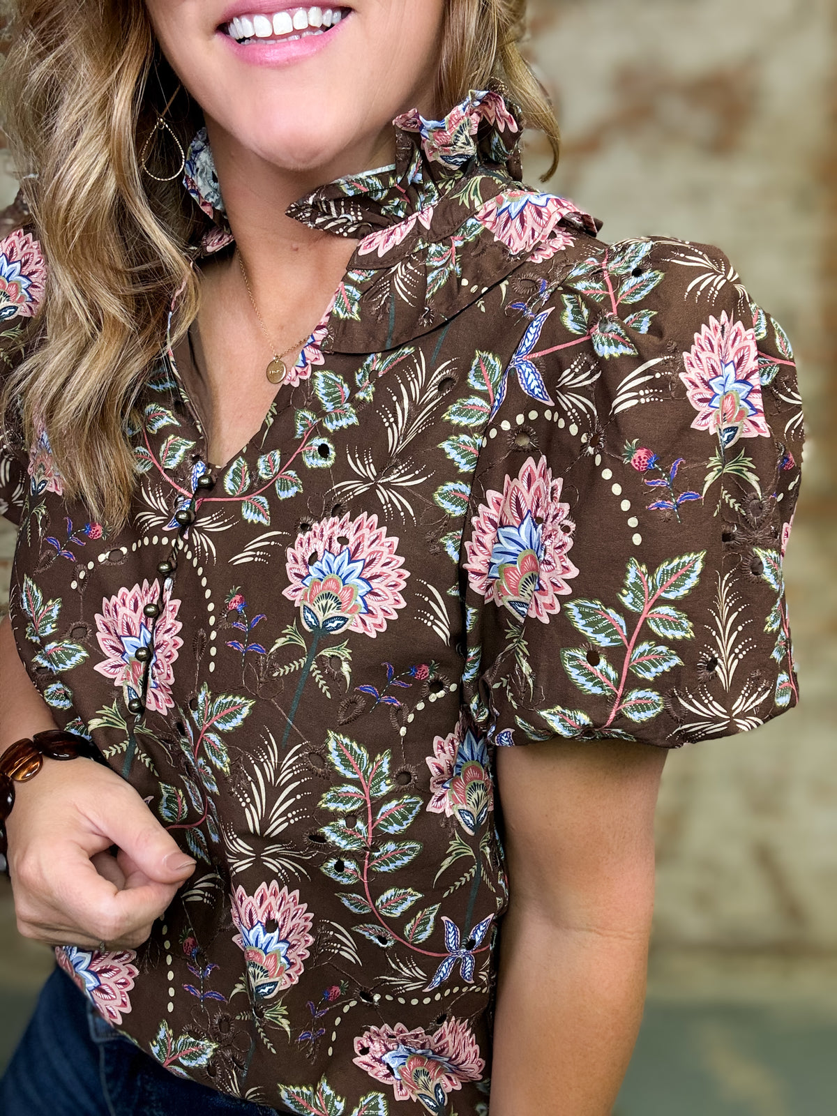 Olympia Floral Eyelet Top