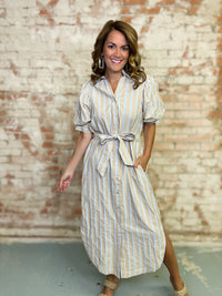 Marisa Stripe Puff Sleeve Dress