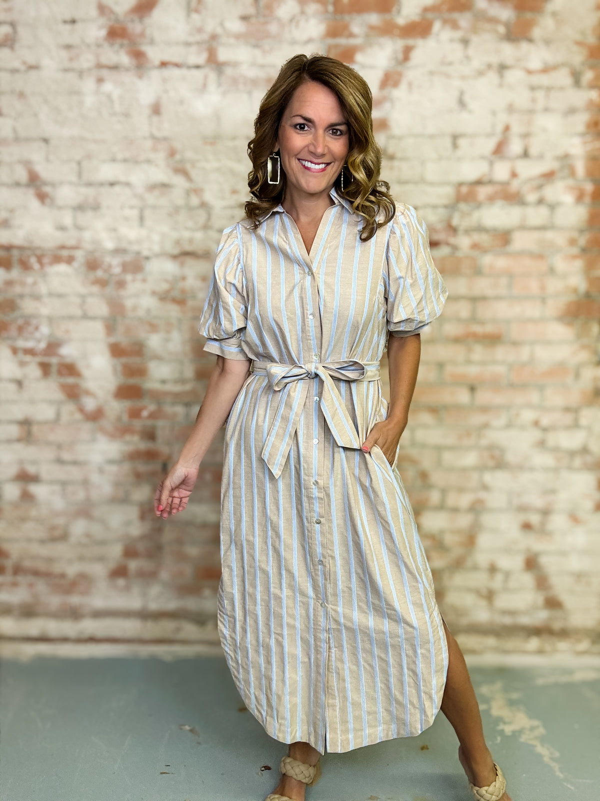 Marisa Stripe Puff Sleeve Dress