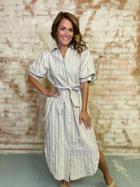 Marisa Stripe Puff Sleeve Dress