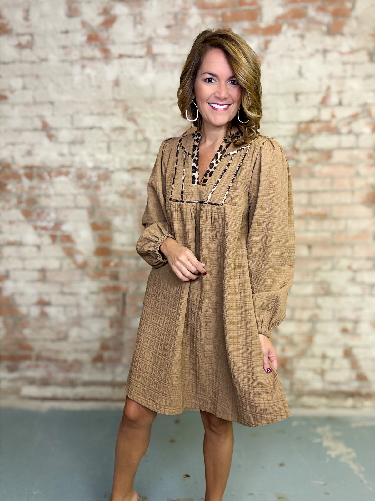 Micah Leopard Trim Dress