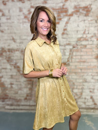 Marigold Pleated Suede Dress