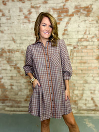 Seraphina Plaid Shirt Dress