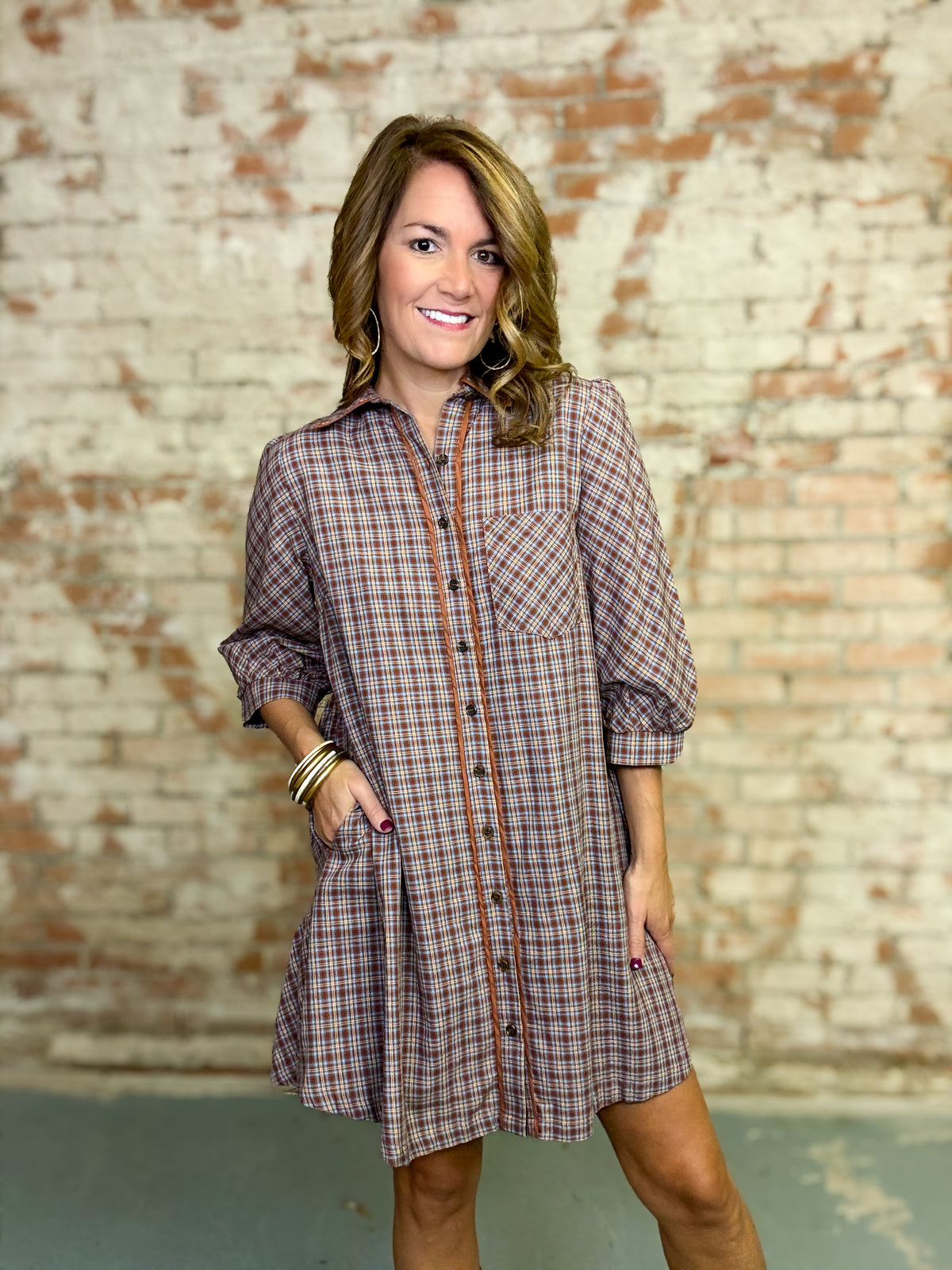 Seraphina Plaid Shirt Dress