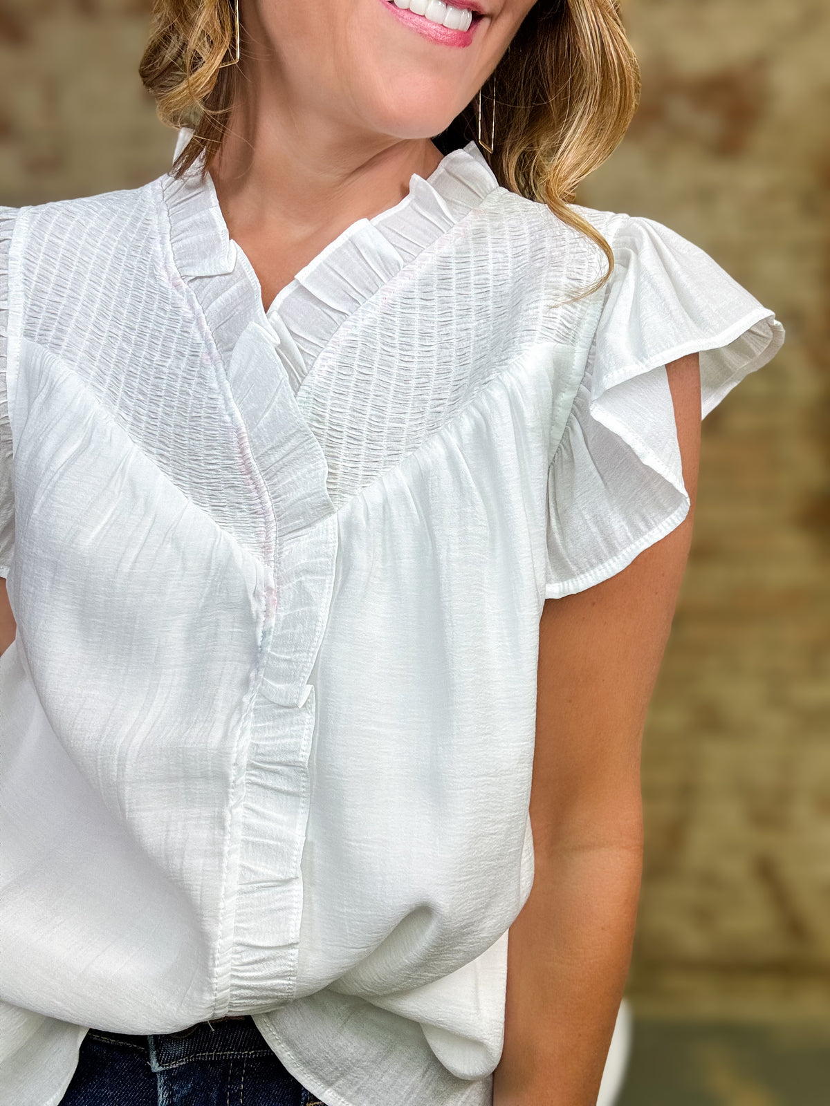 Kendrick Smocked Yoke Top