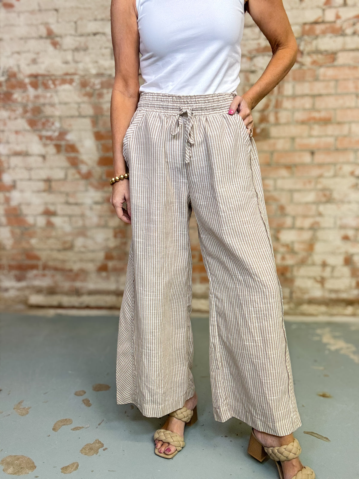 Carlee Striped Linen Pants