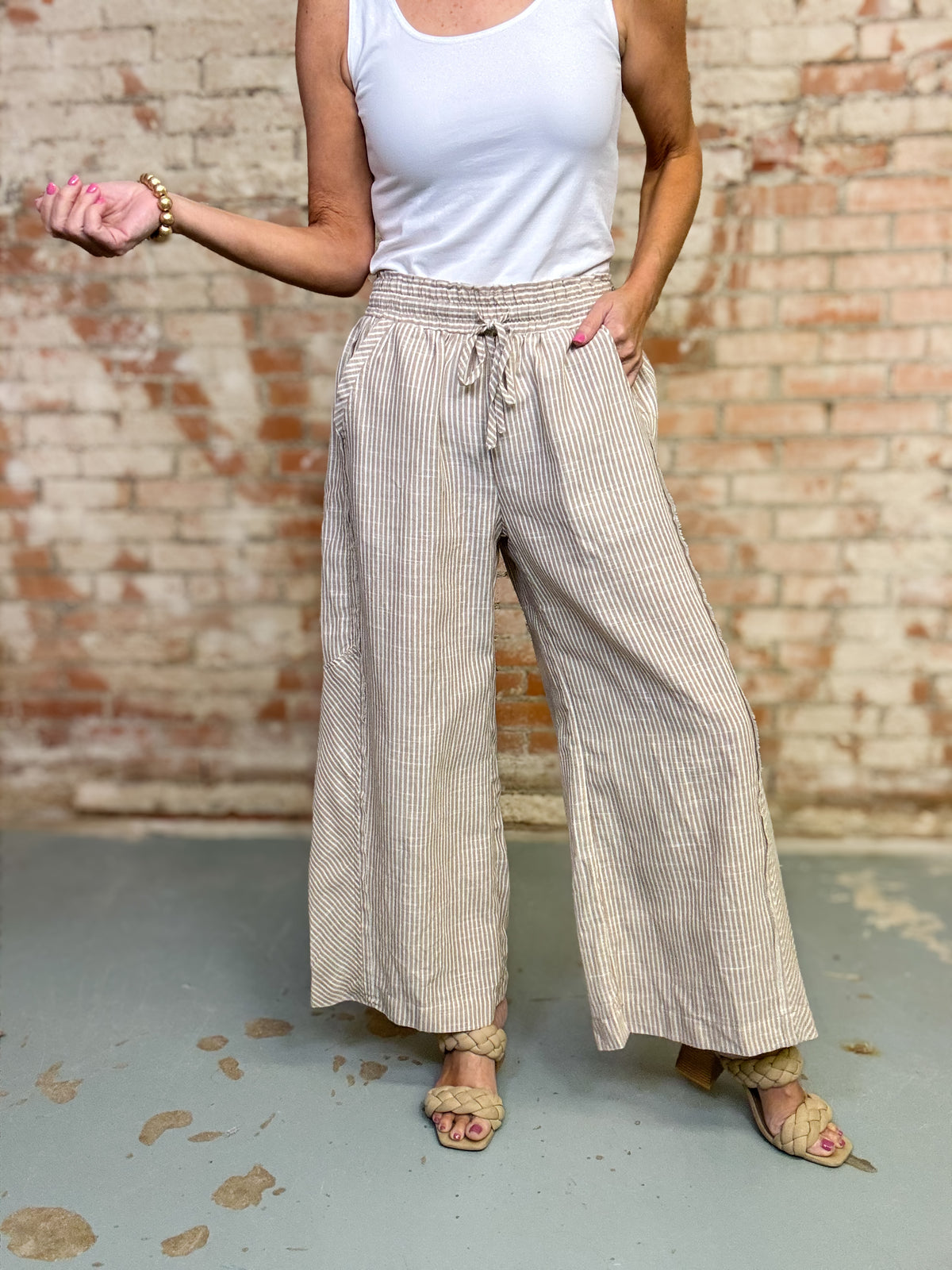 Carlee Striped Linen Pants