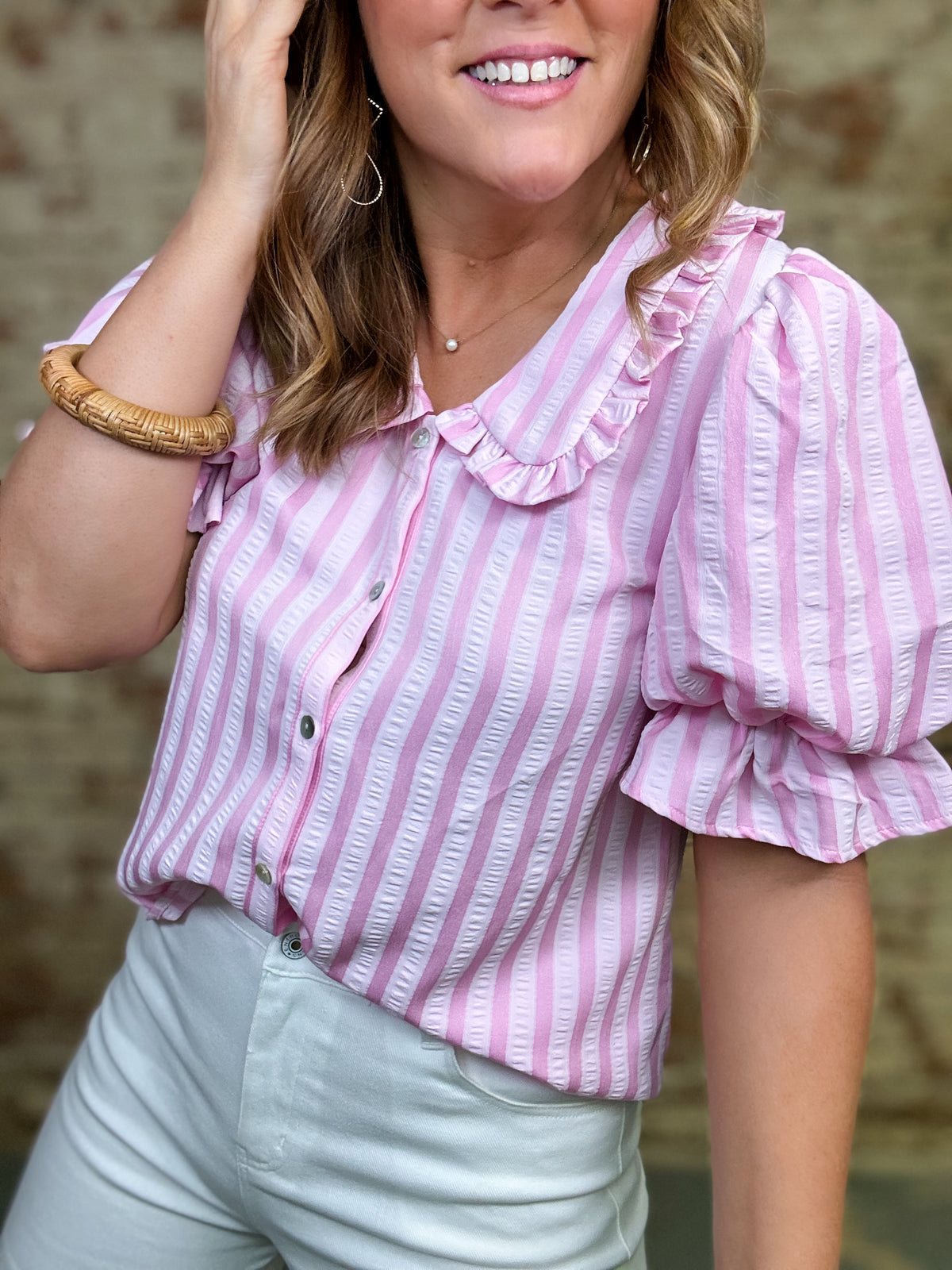 Hollis Stripe Ruffle Top
