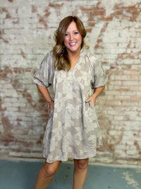 Alaina Solid Jacquard Dress