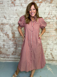 Janelle Stripe Midi Dress
