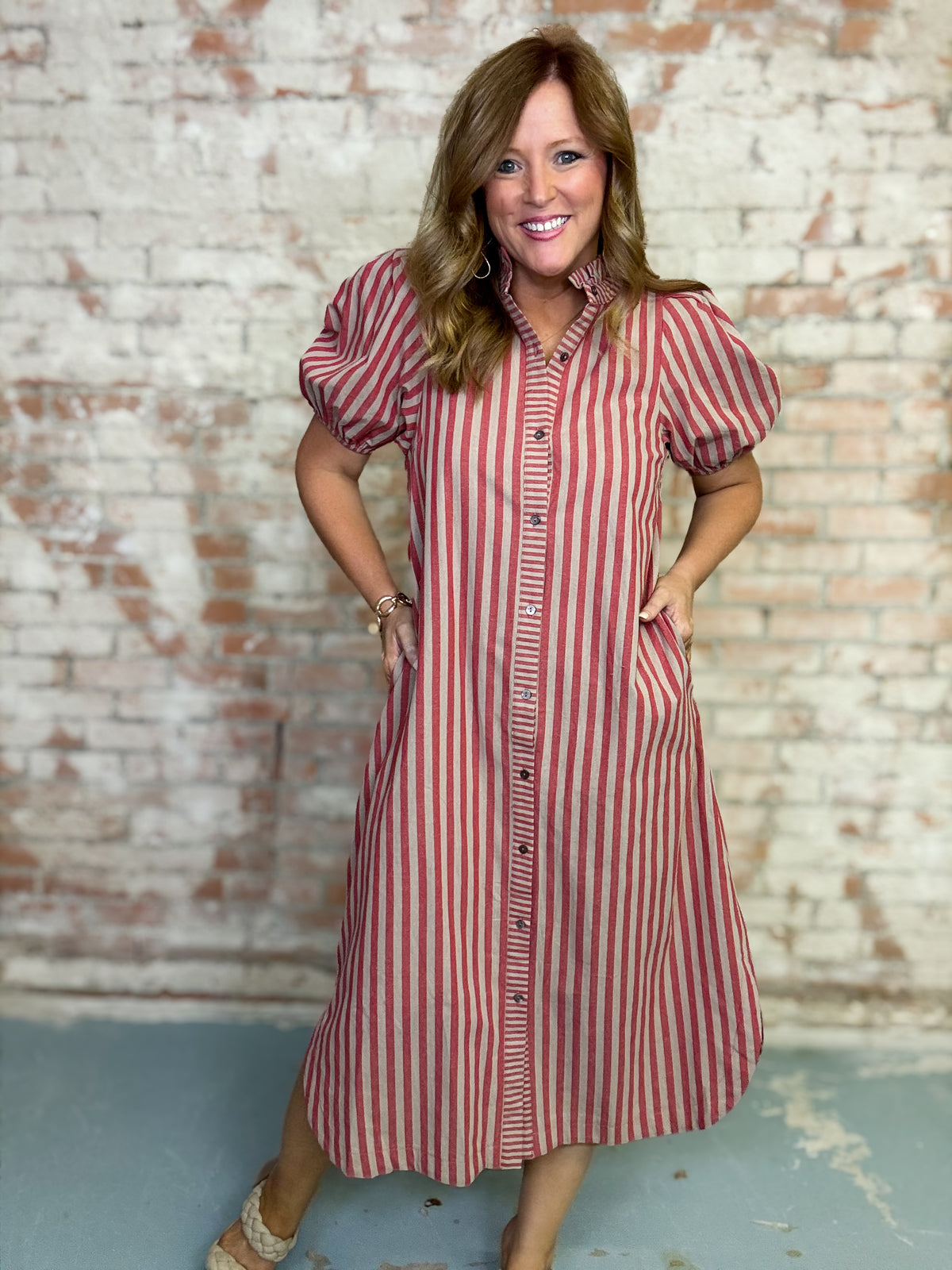 Janelle Stripe Midi Dress