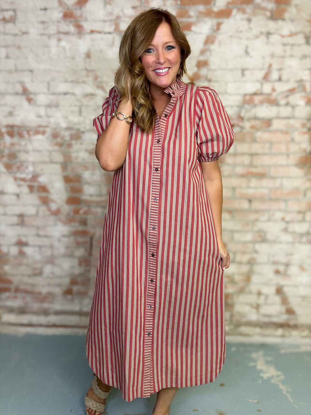Janelle Stripe Midi Dress