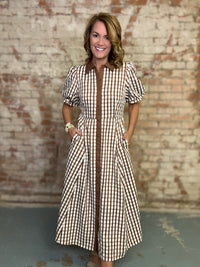 Irene Gingham Midi Dress