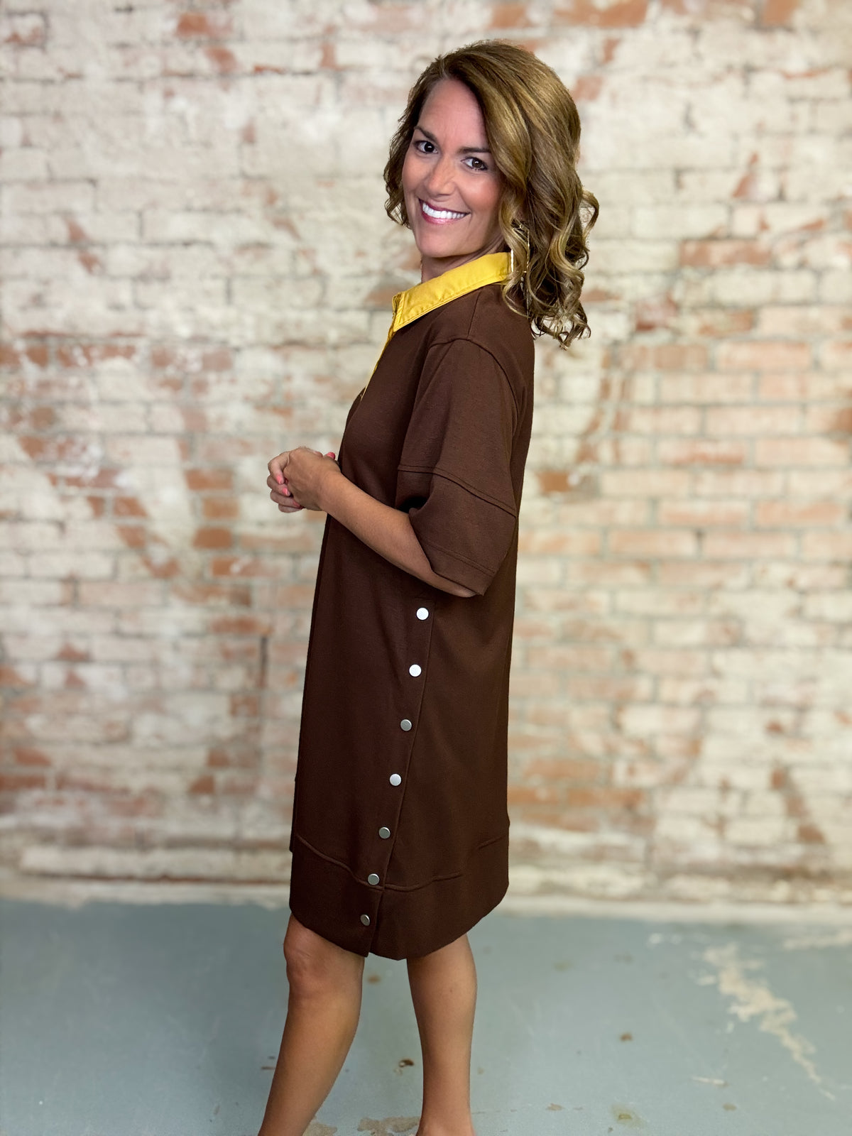 Rusty Side Snap Dress