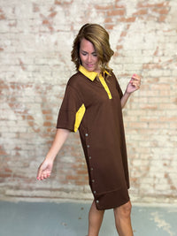 Rusty Side Snap Dress
