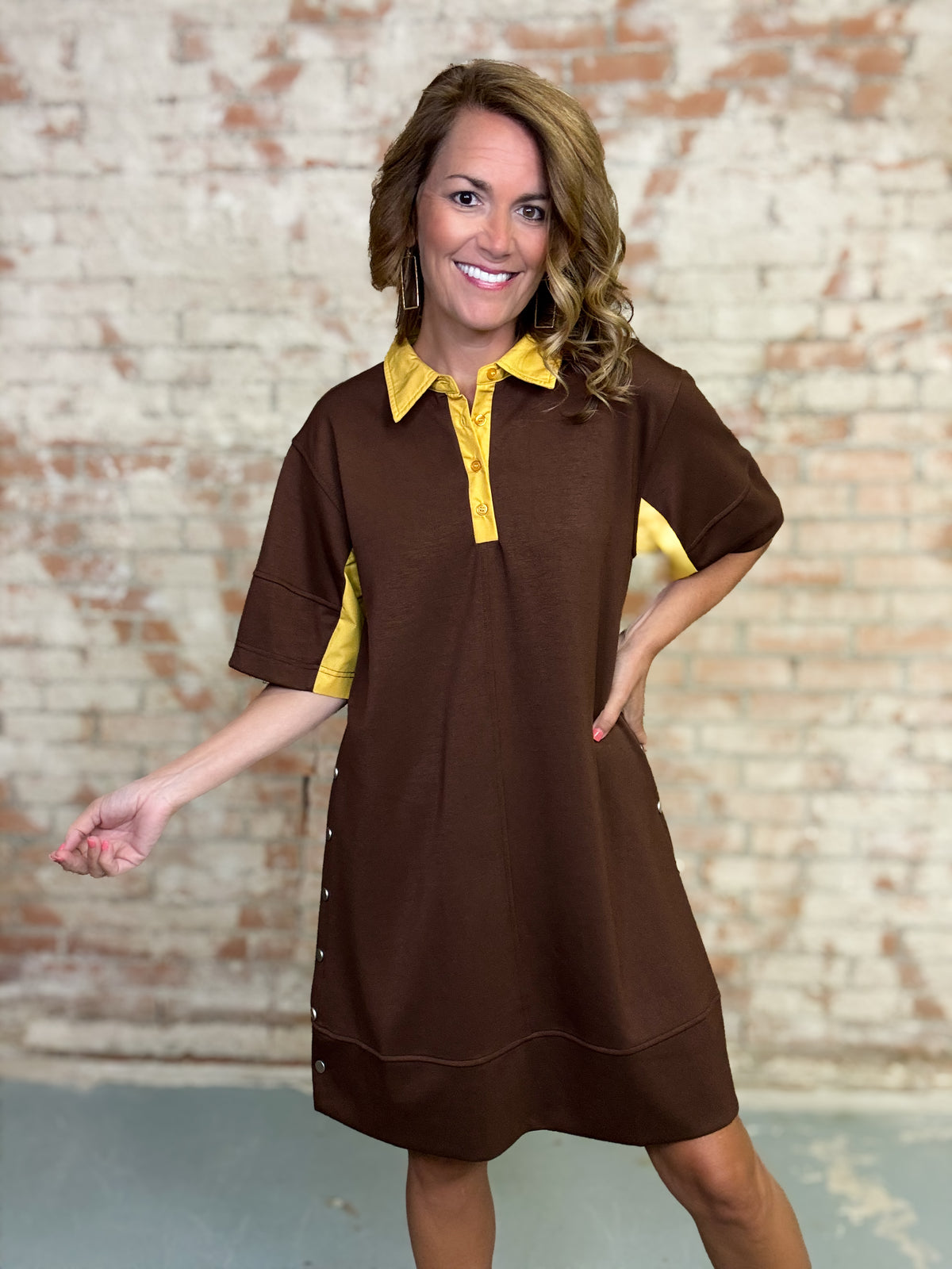 Rusty Side Snap Dress