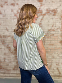 Rachelle Striped Embroidered Top