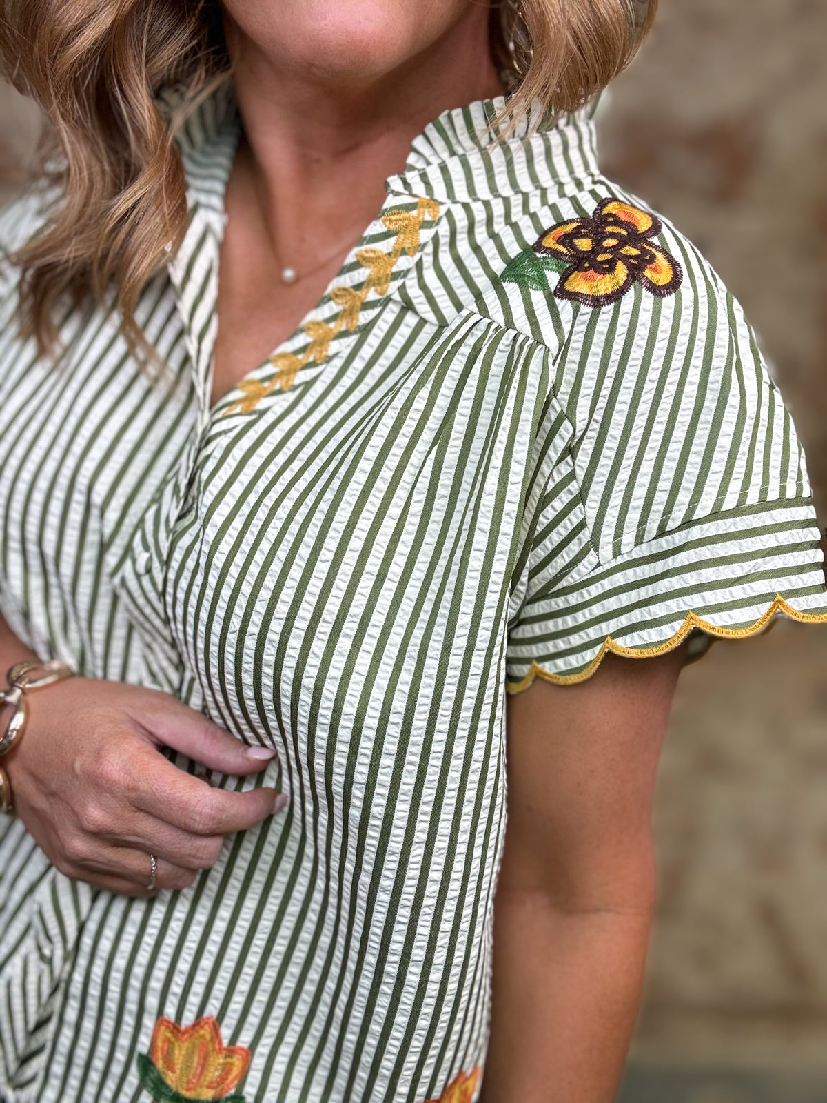 Rachelle Striped Embroidered Top