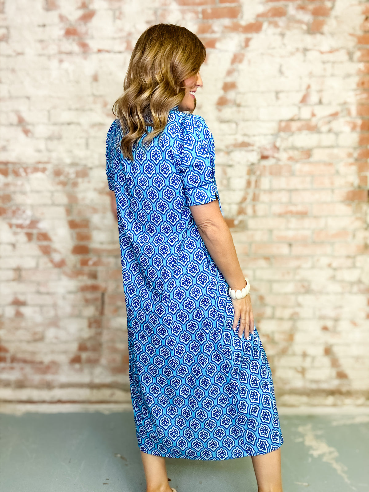 Terry Printed Button Down Dress