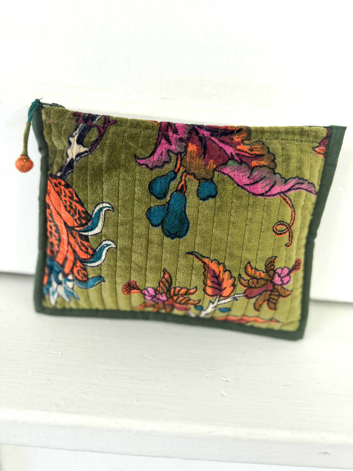 Rosalind Cotton Velvet Zipper Pouch