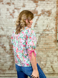 Elory Contrast Floral Top - FINAL SALE